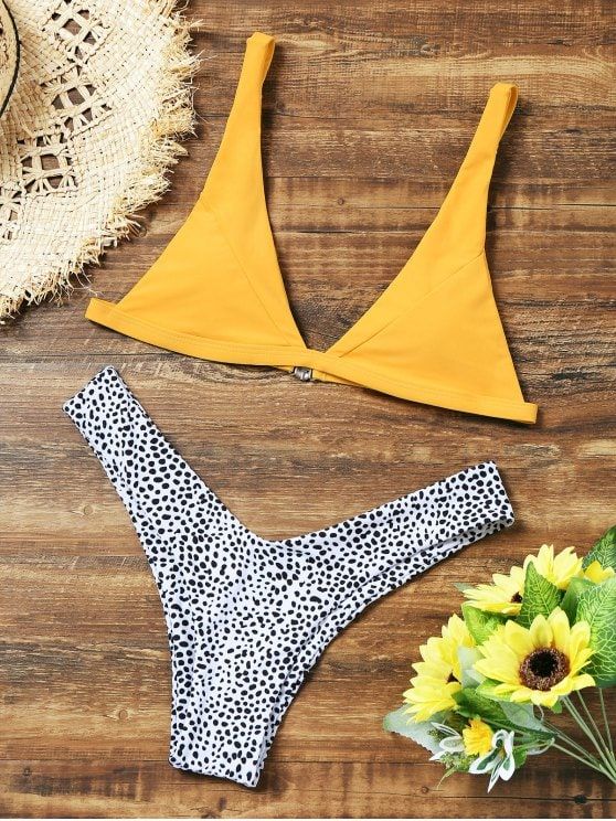 zaful leopard high cut bikini set